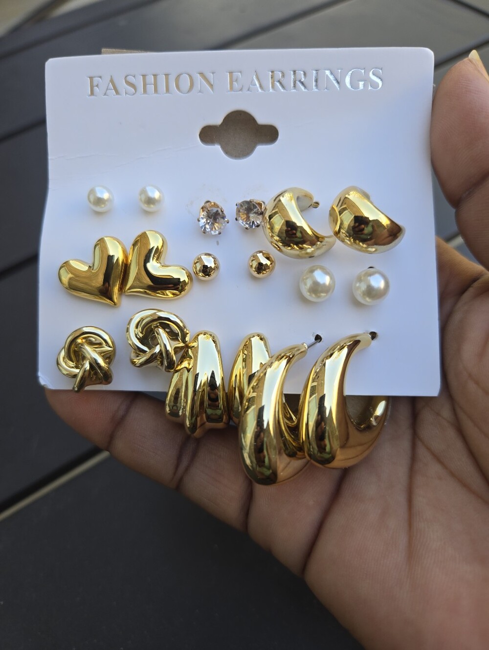 Gold-Tone Mixed Stud and Hoop Earring Set - 9-Pair Women’s Earrings